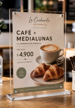 Display de café y medialunas de La Cucharita